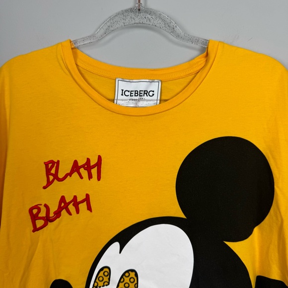 ICEBERG | Blah Blah Mickey Face Yellow Graphic T-Shirt Men’s Size Large - Picture 7 of 14